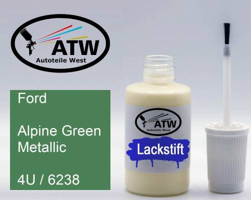 Ford, Alpine Green Metallic, 4U / 6238: 20ml Lackstift, von ATW Autoteile West.